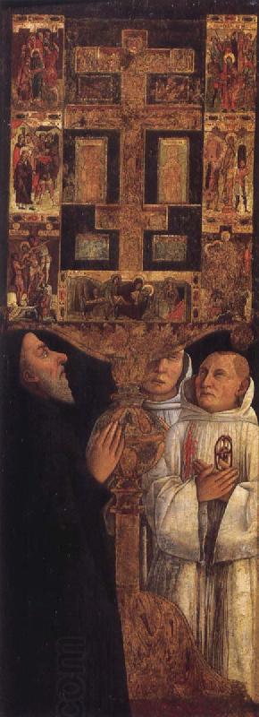 Gentile Bellini Cardinal Bessarion before his reliquary containing a piece of the True Cross,Along with two brothers of the Scuola della Carita in Venice
